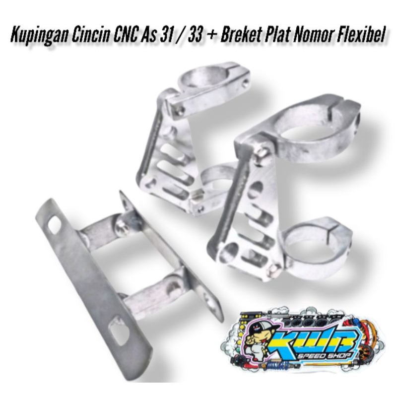 kupingan cnc set dudukan plat nomer pangkon breket lampu depan pesek cb gl tiger rx king vixion as 31 33 braket bracket cincin almunium cnc