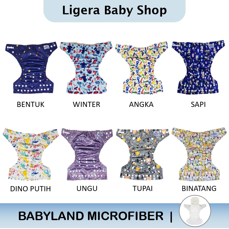 Popok Kain Clodi Kancing Babyland Original Microfiber - Pilih Motif C