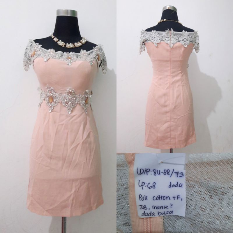 Peach Off Shoulders Party Dress/Preloved Dress Pesta Sabrina Salem/Dress Pesta Bodycon Peach