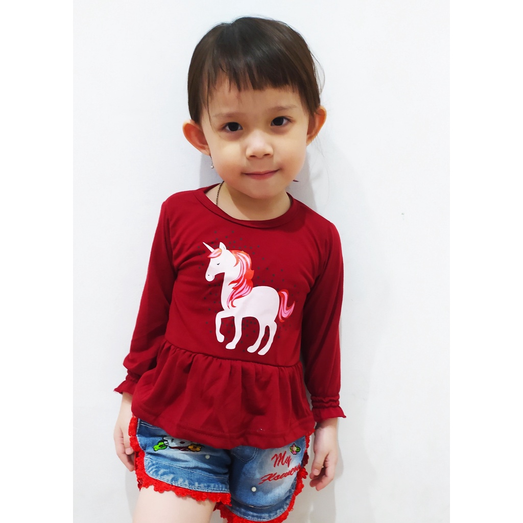 VISION ONLINE-BAJU KAOS UNICORN ANAK PEREMPUAN KOREA LUCU 1 TAHUN MURAH LENGAN PANJANG KEKINIAN COD