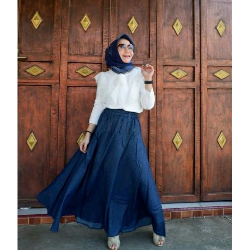 ROK JEANS POLOS WANITA ROK JUMBO WANITA ROK PAYUNG DENIM BIG SIZE