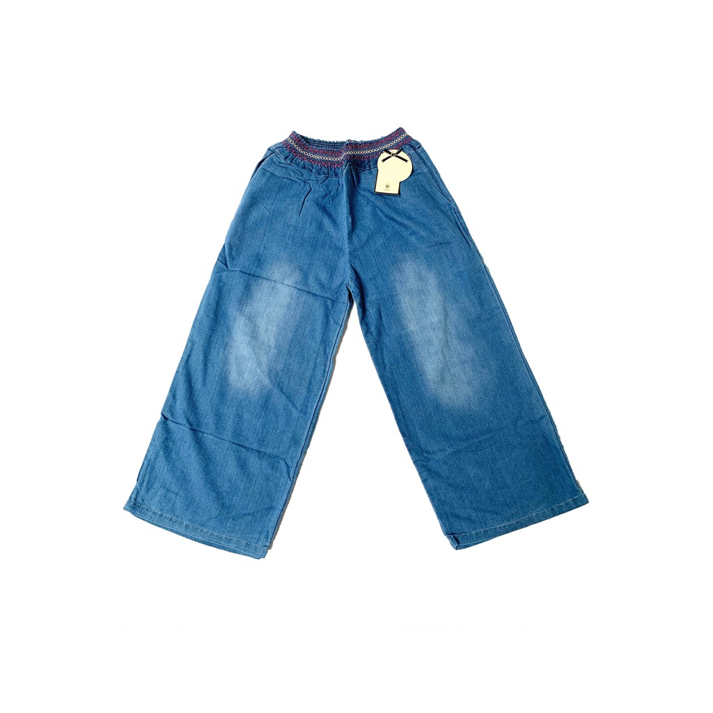 Celana Kulot panjang anak perempuan bahan jeans PREMIUM tipis dan soft murah umur 9 - 15 tahun