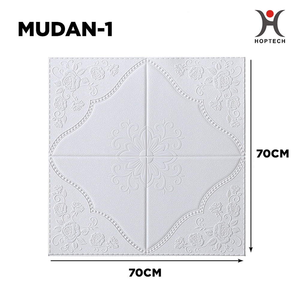 Wallpaper 3D FOAM / Wallpaper Dinding 3D Motif Foam Batik Bunga More High Quality / Wallfoam 3D-MUDAN-1 PUTIH