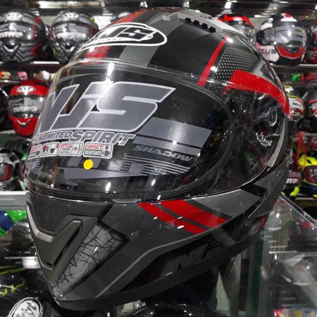 Helm NJS Shadow "Titan" Black / Red + Free Flat Visor Dark Smoke