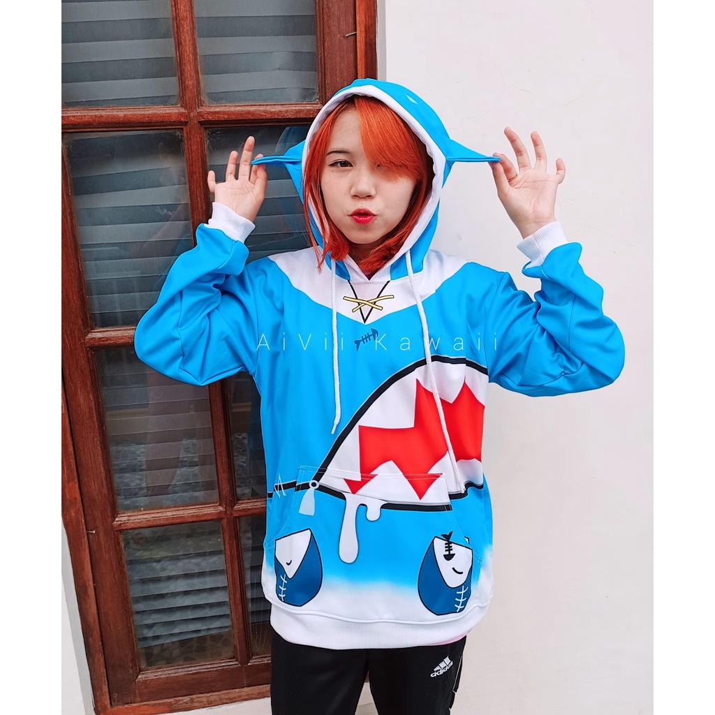 【AiVii】JAKET HOODIE GAWRGURA HOLOLIVE VTUBER UNISEX PRIA WANITA