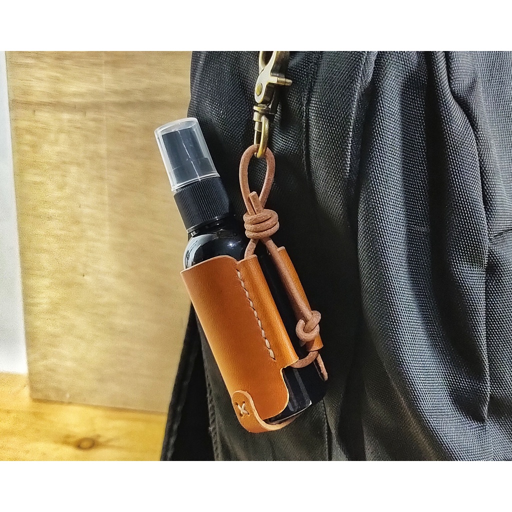 Leather Hand Sanitizer Holder/Case Kulit Asli - Honey Tan