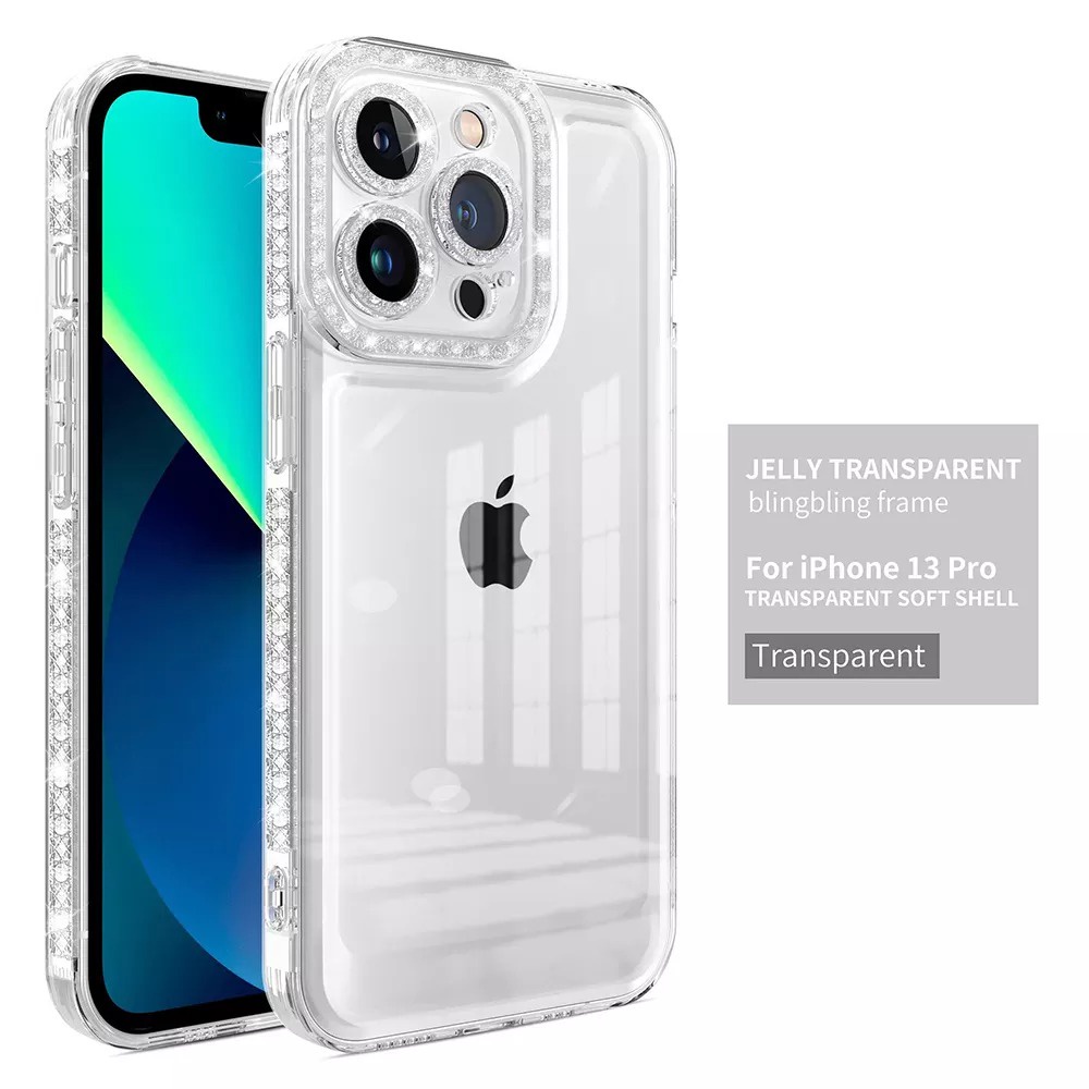 Flash Diamond Camera Lens Protector Clear TPU Phone Case For Iphone 14 13 12 11 Plus Pro Max XS Max XR XS X Transparent Back Cover