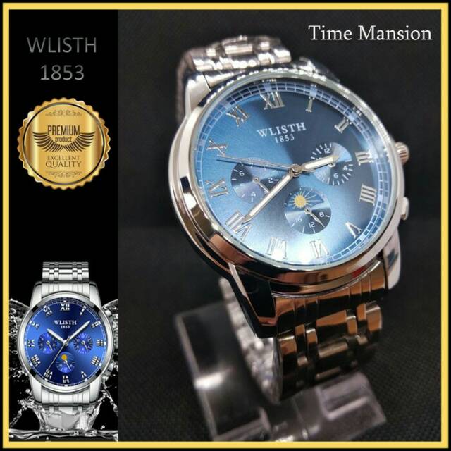 JAM TANGAN PRIA QUARTZ ANALOG WLISTH S509 steel -leather water  resist