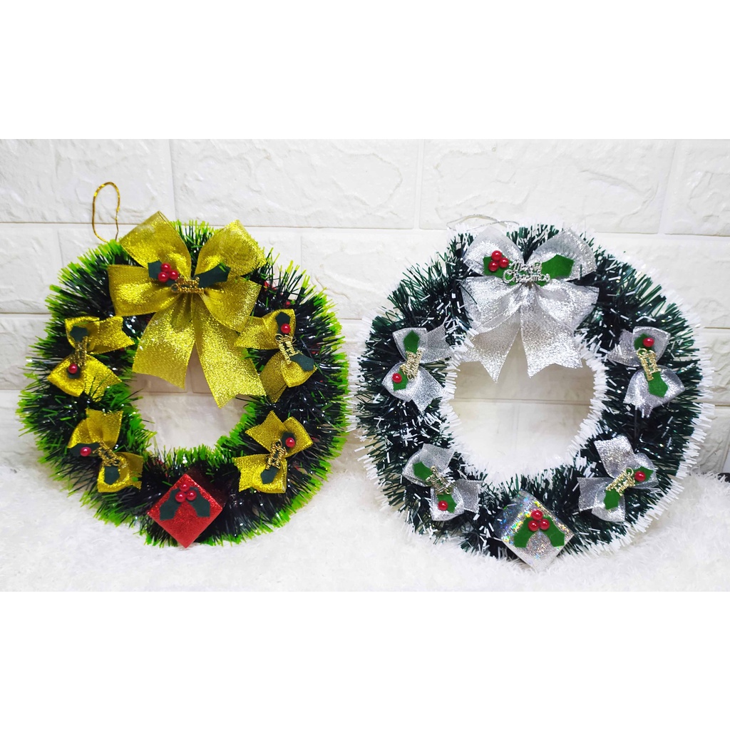 ( D 20 cm ) Lingkaran Natal Pita Pita - Wreath Hiasan Dekorasi Natal