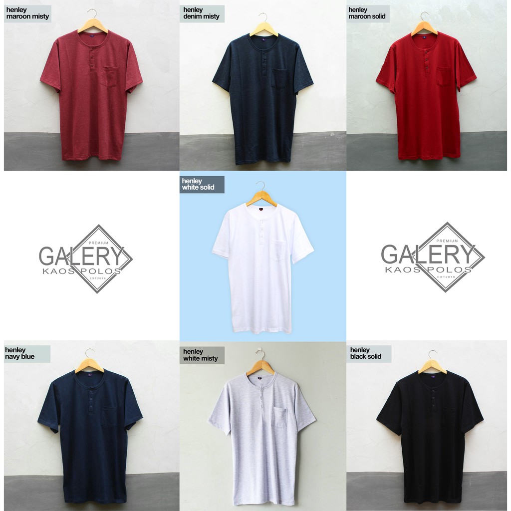 KAOS POLOS HENLEY BANYAK WARNA BAHAN SOFT COTON TERBAIK CEWEK COWOK DEWASA ORGINAL