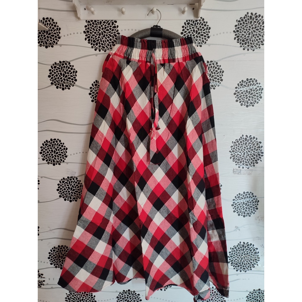 ROK FLANEL IMPORT PANJANG/ROK TARTAN/ROK KOTAK PAYUNG-D