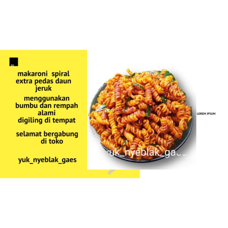 

MACARONI spiral pedas daun jeruk isi 500gram netto
