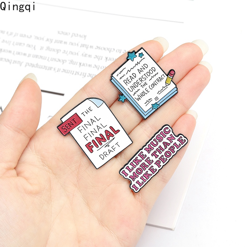 Bros Pin Enamel Desain Kartun Quote Music Read Komputer File Untuk Aksesoris Topi Tas Jeans