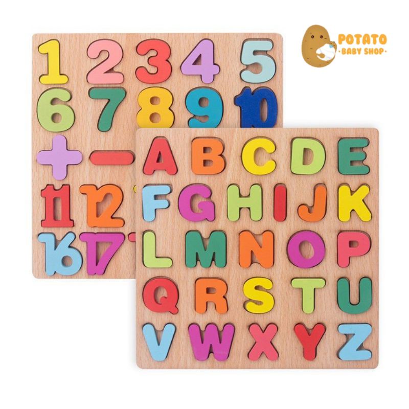 Wooden Puzzle Number &amp; Alphabet ABC Toys