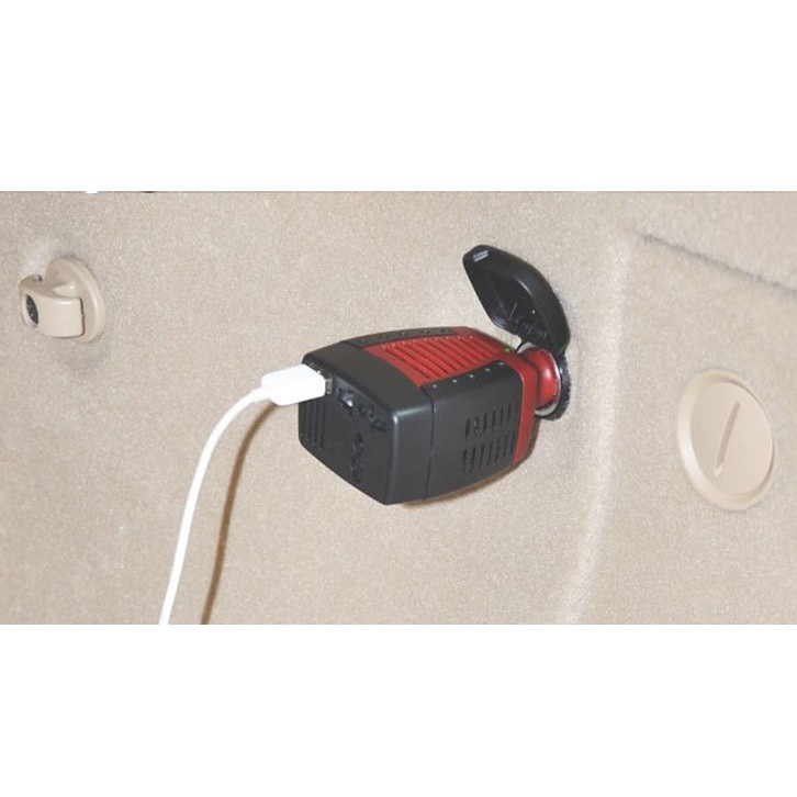 Taffware Power Car Inverter 150W 220V AC EU Plug 5V USB Charger - Black/Red - OMRS1ABQ
