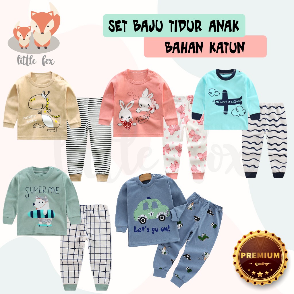 [ IMPORT] Setelan Baju Tidur / Pakaian / Piyama / Baju Bayi Lengan dan Celana Panjang Usia 0 - 1 Tahun