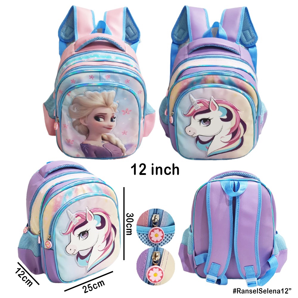 SALE PROMO TERMURAH TAS RANSEL ANAK SEKOLAH PAUD PEREMPUAN GAMBAR KUDA PONY AJAIB BAHAN KAIN SPONGE TAHAN AIR  ( Soft Timbul 11inch  )