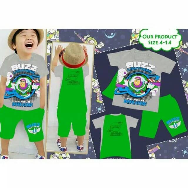 Baju Setelan Anak Laki Cowok London Kids LK Kaos Buzz Toy Story Sayap