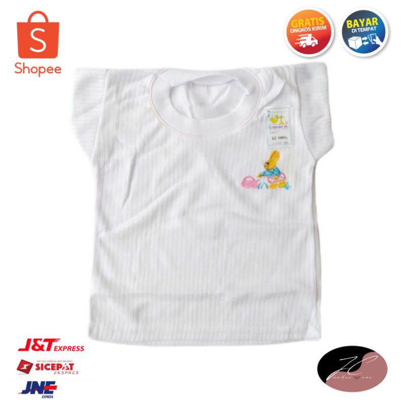 BAJU BAYI OBLONG CONOCO KAOS BAYI OBLONG CONOCO BAHAN LEMBUT DAN NYAMAN UNTUK BAYI-Khusus putih
