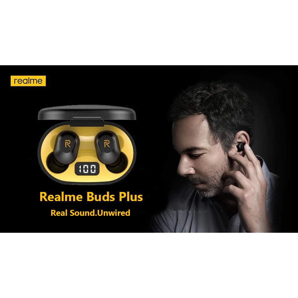 Headset Bluetooth Realme Buds Plus Earphone WIreless Super Bass