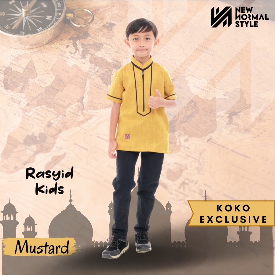 Rasyid Kids Series Baju Kemeja Pakaian Koko Kokoh Muslim Kurta Anak Laki Laki 8 10 12 13 Tahun Lengan Pendek