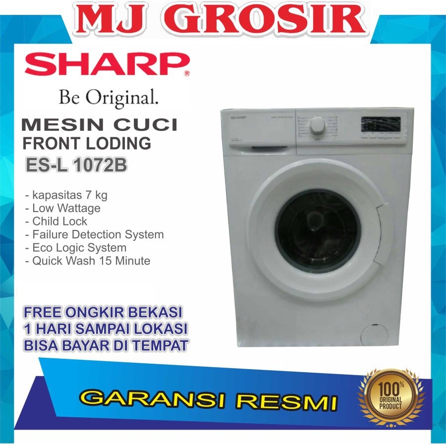 MESIN CUCI FRONT LOADING SHARP ES-FL 1072B ESFL1072B 7 kg 1 TABUNG