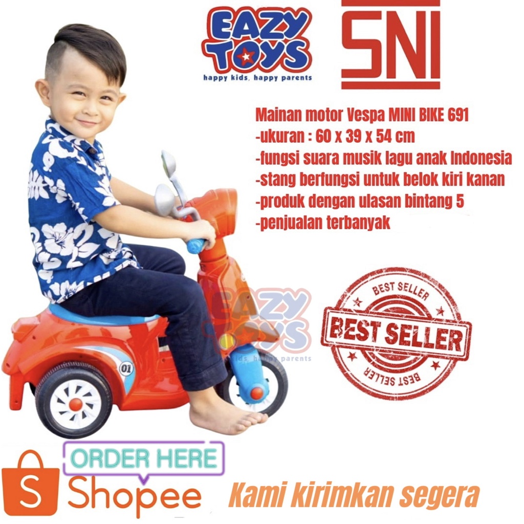 Sepeda Anak Roda 3 SHP 691 Mainan Motor Anak Bisa Dinaiki Scooter Mini Bike Musik