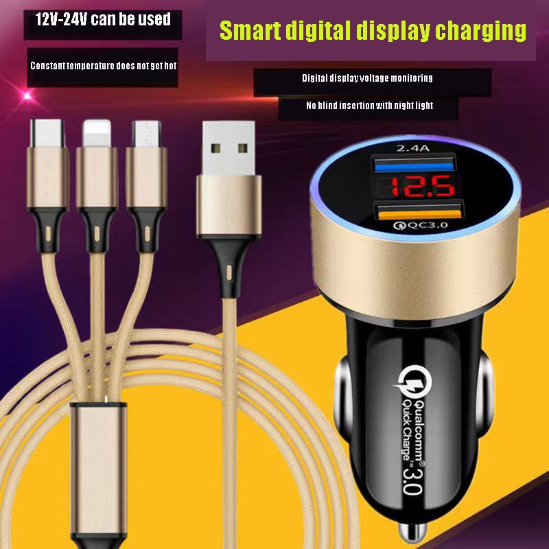 (Dalam stok, dikirim dari Jakarta)Asli Dual Port 3.1A 12V/24V Dual USB Charger Mobil Tampilan Digital iPhone Xiaomi Samsung Quick Charge Universal Voltage Monitor Tampilan Layar Mobil Charging Voltage Display Charger Mobil Mobil Pengisi Daya Ponsel