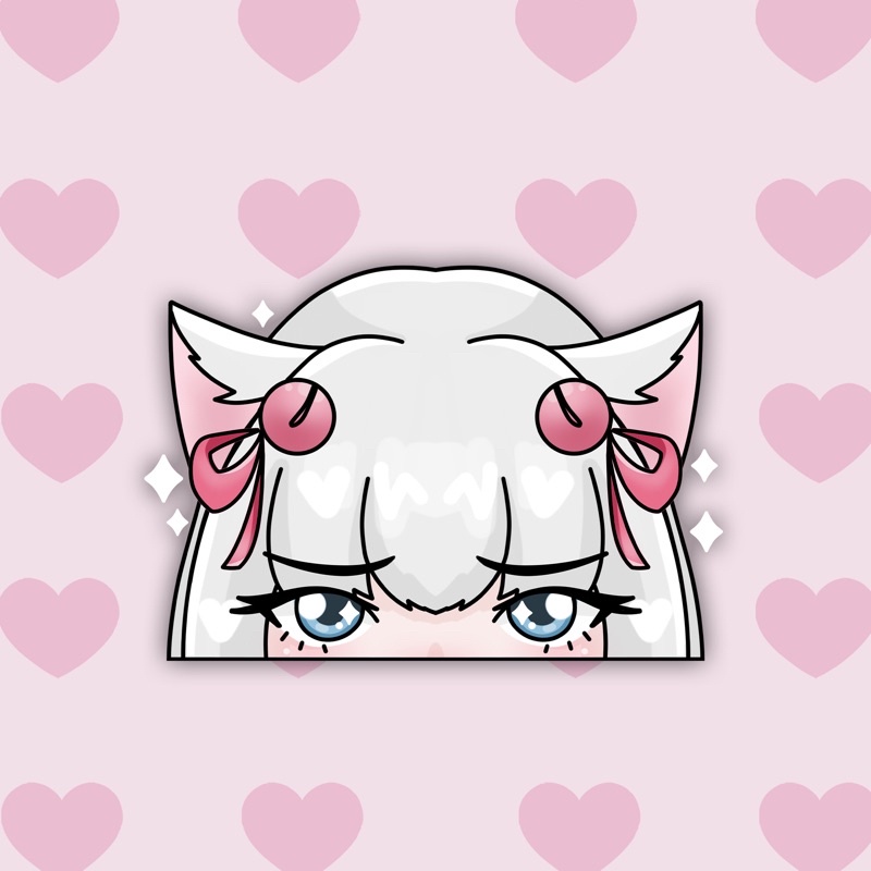 Shiro Neko Girl Peeker, Anime Sticker, Car Window Sticker, Kawaii