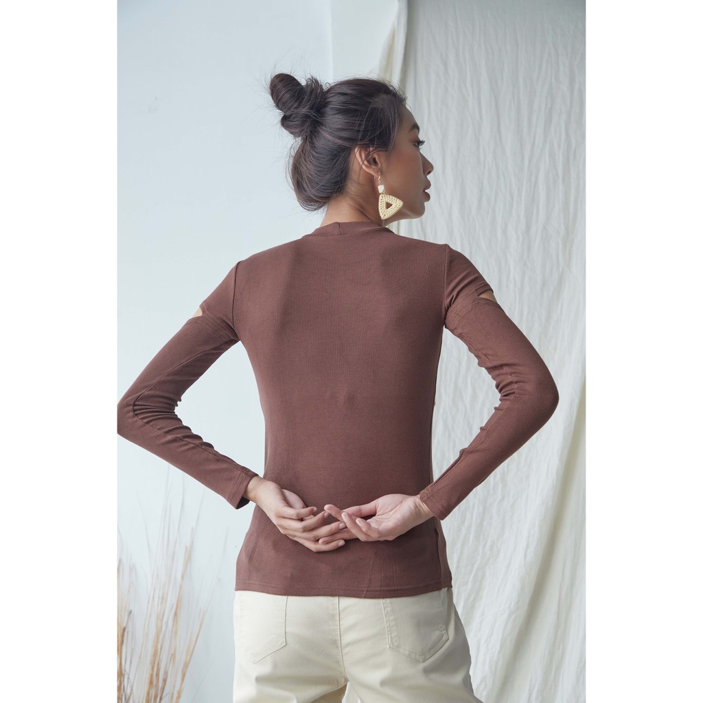 Peach Poppy Alexa Top - Atasan Wanita Basic Fit Body Rajut Lengan Panjang All Size