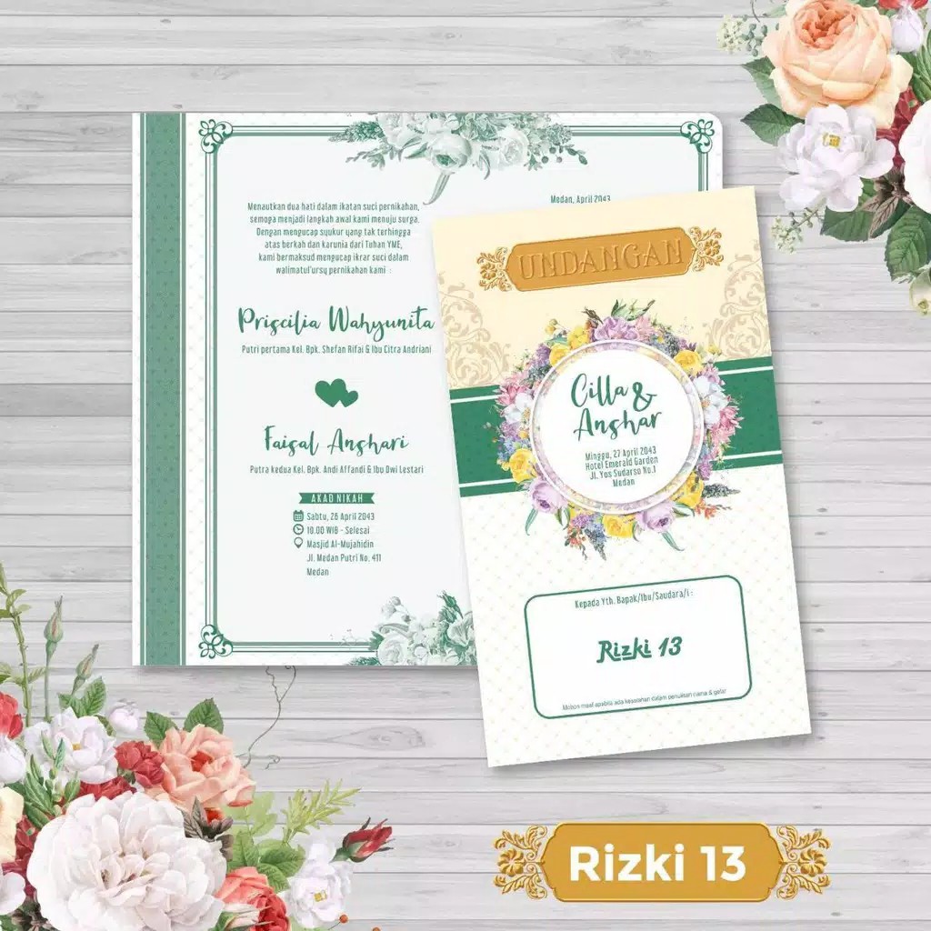 [CETAK] Undangan Pernikahan Murah, Floral, Rustik, Unik, Undangan Blangko Rizki 13