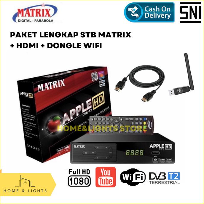 Set Top Box Receiver Matrix Apple DVB T2 Merah STB Youtube Termurah