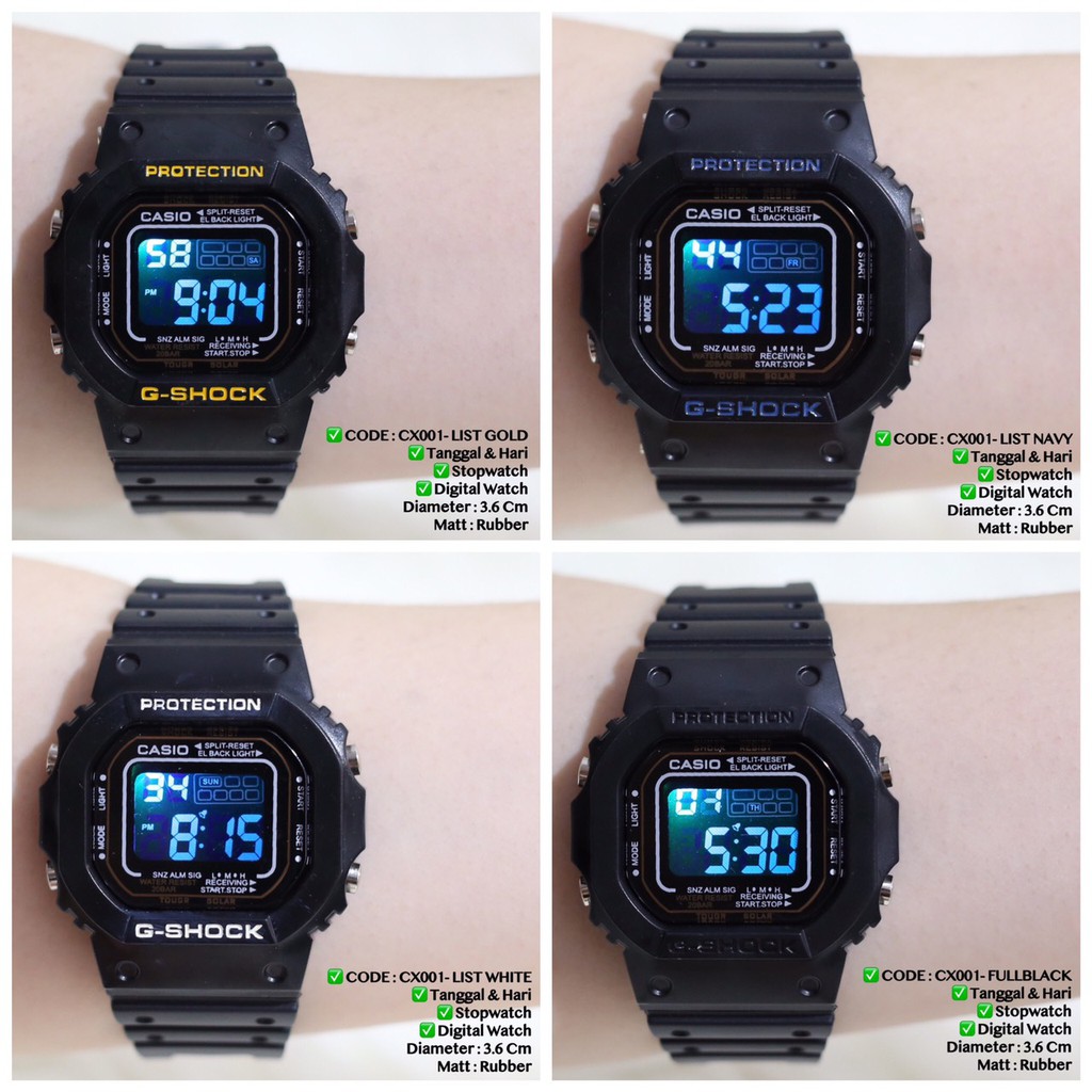 Jam tangan digital pria wanita CASIO GSHOCK GLS5600 segi anti air SPORT termurah CX032 CX060