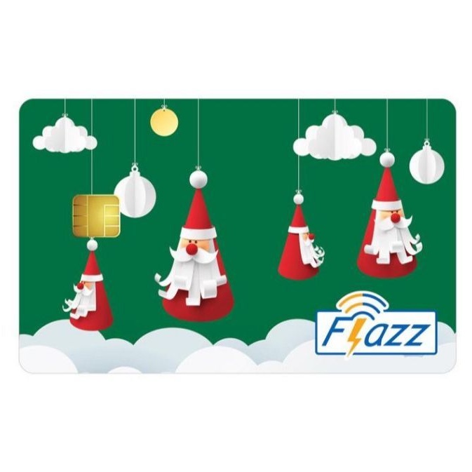 Kartu Flazz BCA Natal Limited Christmas Edition - Hanging Santa Clause ORI /Like eTOLL eMONEY Tapcash or Brizzi