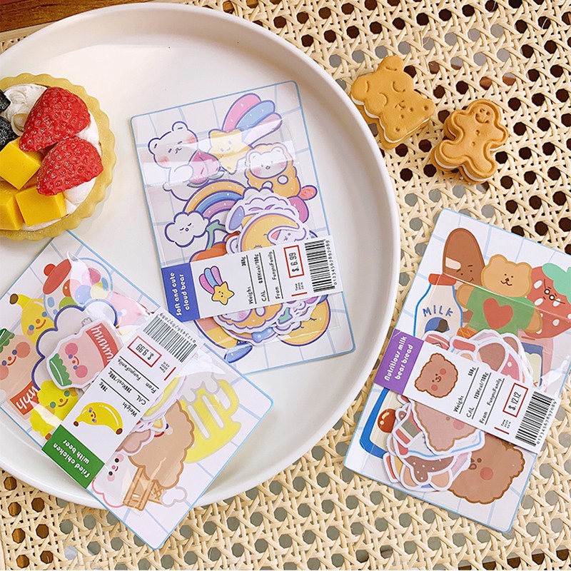 

Stiker Korea Lucu Waterproof Bear Cartoon Sticker Set Phone Scrapbook 1 Set [20 Pcs]
