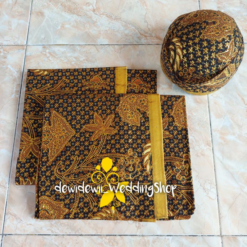 1set Jarik + Blangkon Pengantin, Motif Truntum Wahyu Tumurun