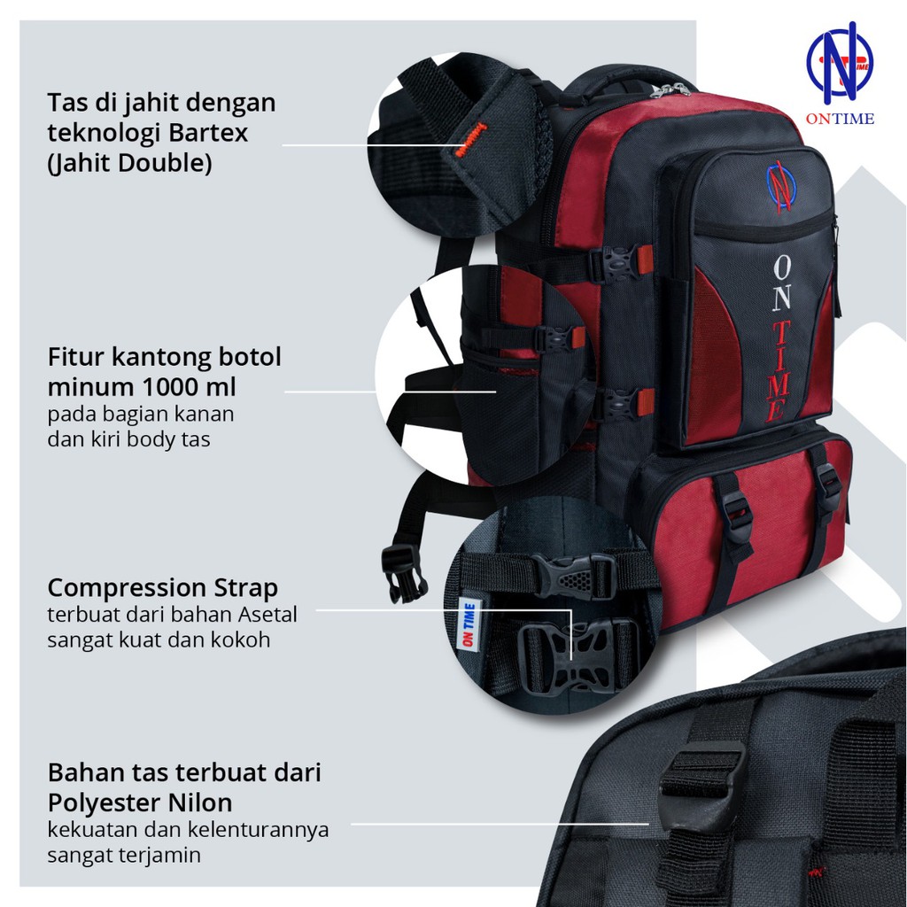 Tas Ransel Punggung Jumbo Pria Wanita Carrier 60L Original ONTIME