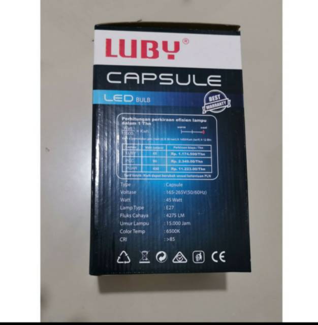 Lampu LED 45 Watt Capsule Merk Luby Cahaya Putih / Lampu Luby 45Watt