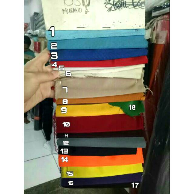 BAHAN KAIN BSY MURANO POLOS WARNA WARNI jubah baju hakim koko gamis POLOS lemas jatuh METERAN (yard)