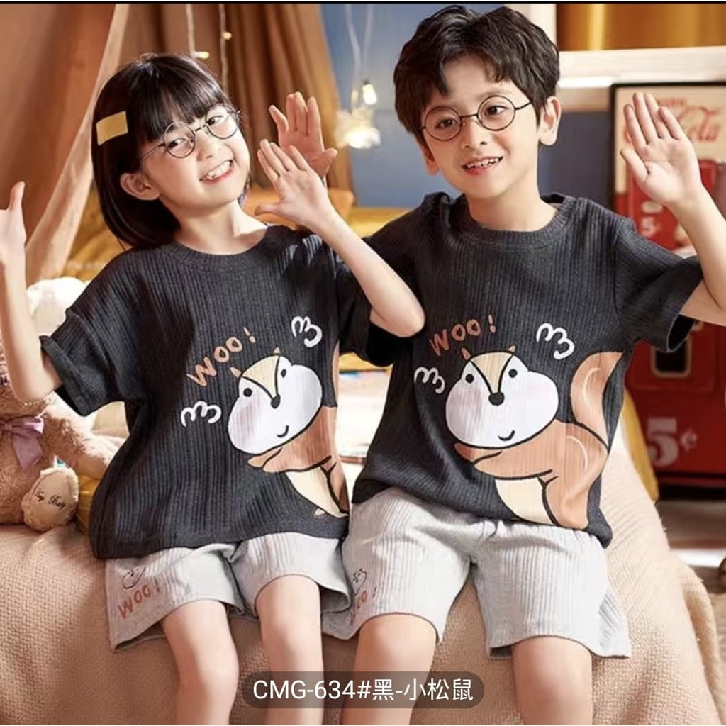 Setelan hotpant anak cewek cowok/baju tidur/piyama anak import