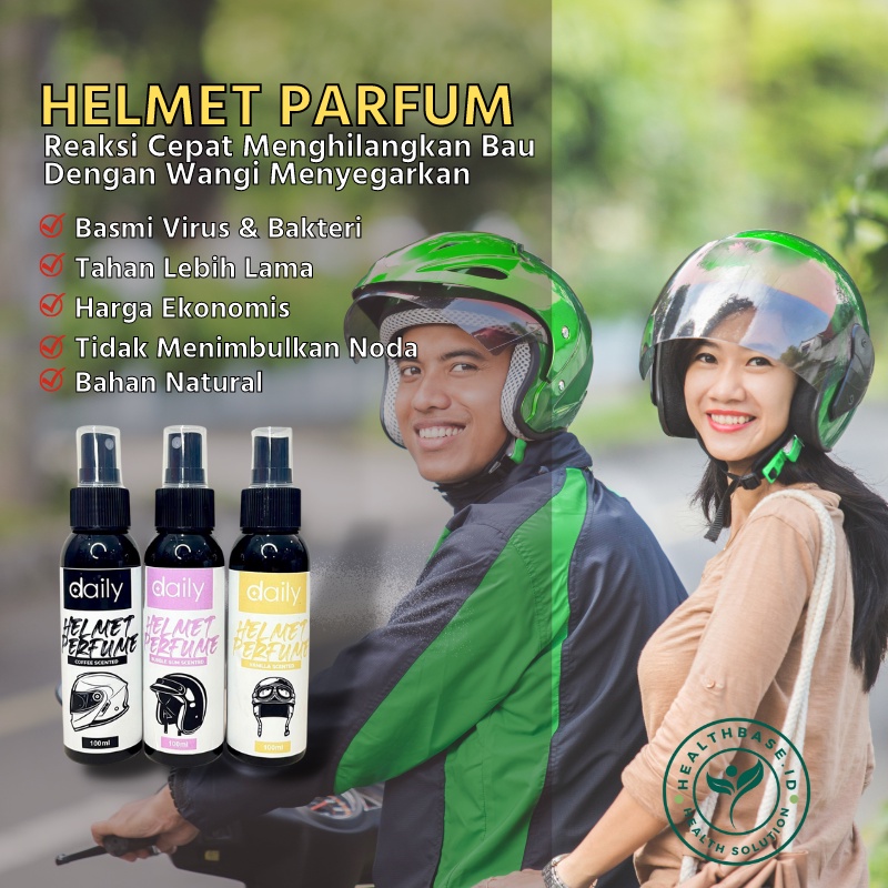 Healthbase.id Spray Helm Motor 100 ml Penghilang Bau Apek Parfume Cairan Anti Bakteri dan Bebas Virus dengan Wangi Menyegarkan Termurah Bisa Untuk Jaket Sepatu kaos kaki Hijab Cocok yang biasa Gojek