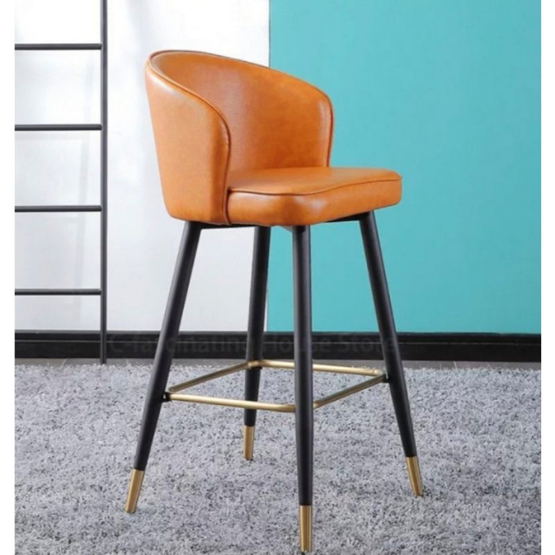 kursi bar minimalis bahan kulit sintetis premium kombinasi stainles