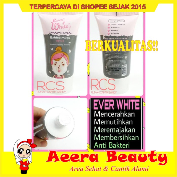 GRATIS ONGKIR EVER WHITE ~ EVERWHITE MASKER Charcoal Oxygen Bubble Mask ,HALAL BPOM RC0078
