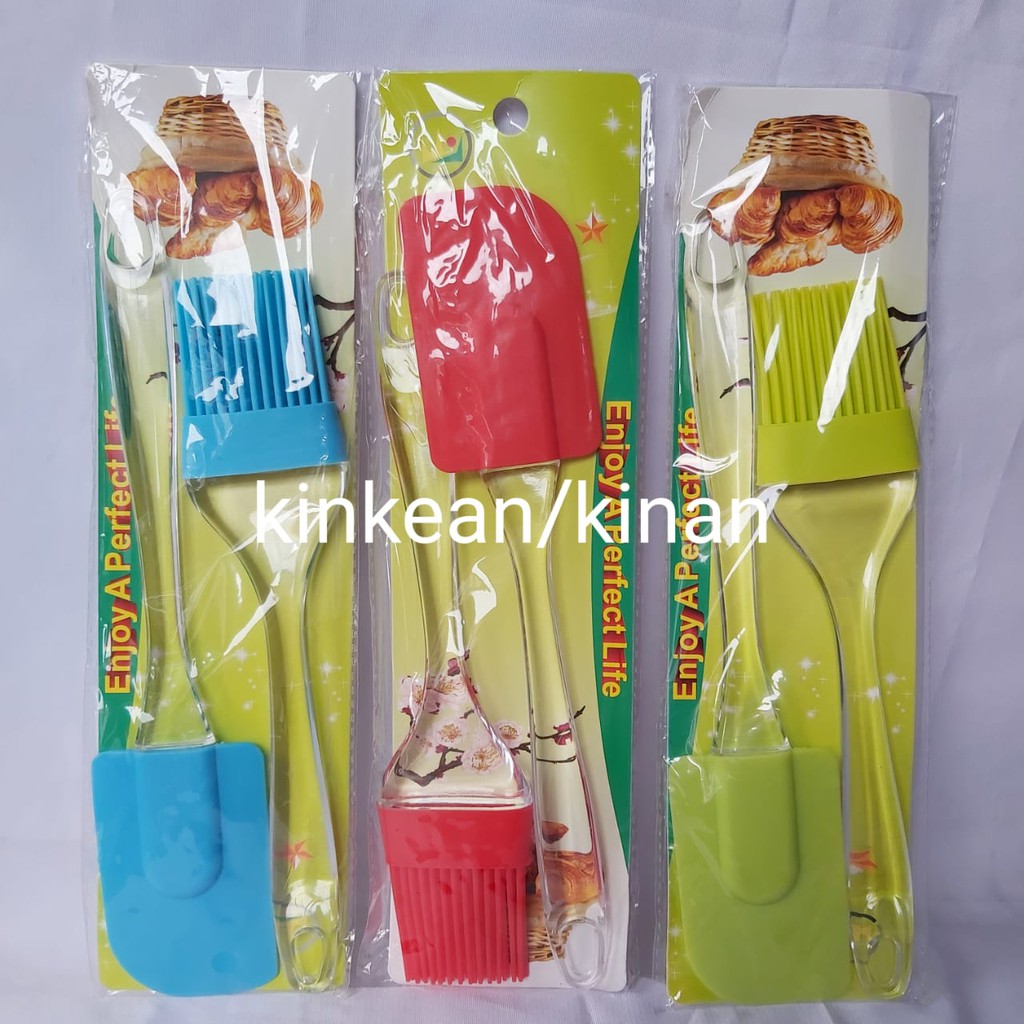 Spatula &amp; Kuas Karet Silikon Silicon 1 Set isi 2