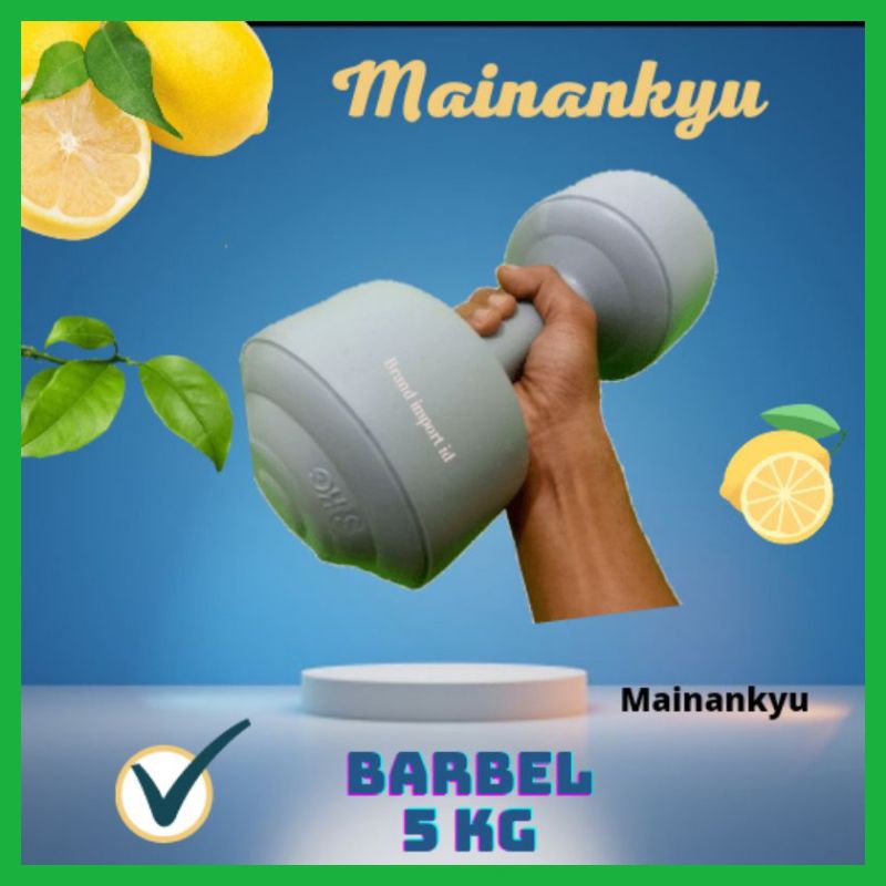 (MAINANKYU) bending barbel angkat berat 5 kg PVC plastik cor