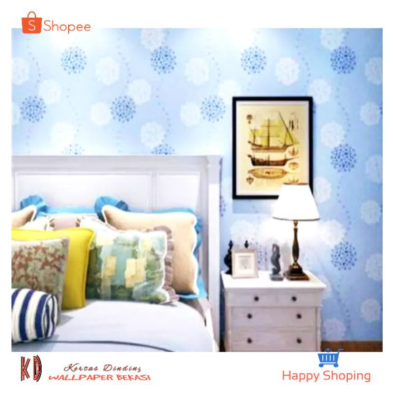 KD | Wallpaper Bunga Biru | Wallpaper Dinding | Wallpaper Sticker