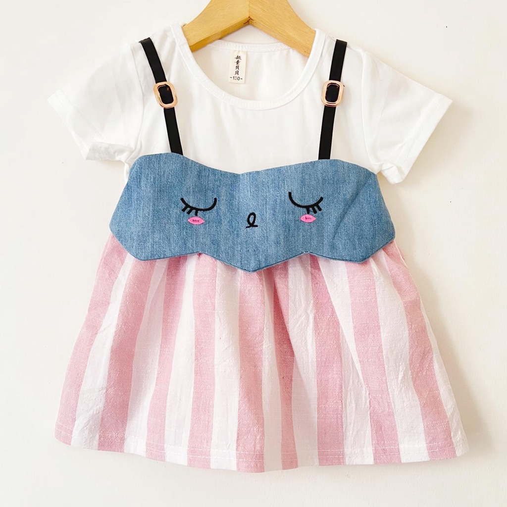 SIMPLE MEOW / LUCKY CAT / PEACHY / PRINCESS SWAN SLEEPING BEAUTY MIKADO POLKIA SHANDY DRESS Baju Dress Bunga Bandana Sepatu Pergi Lucu Fashion Anak Bayi Perempuan Cewek Import