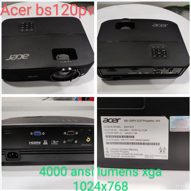 ACER PROYEKTOR BS 120 PV XGA PROYEKTOR BS120PV 4000 LUMENS