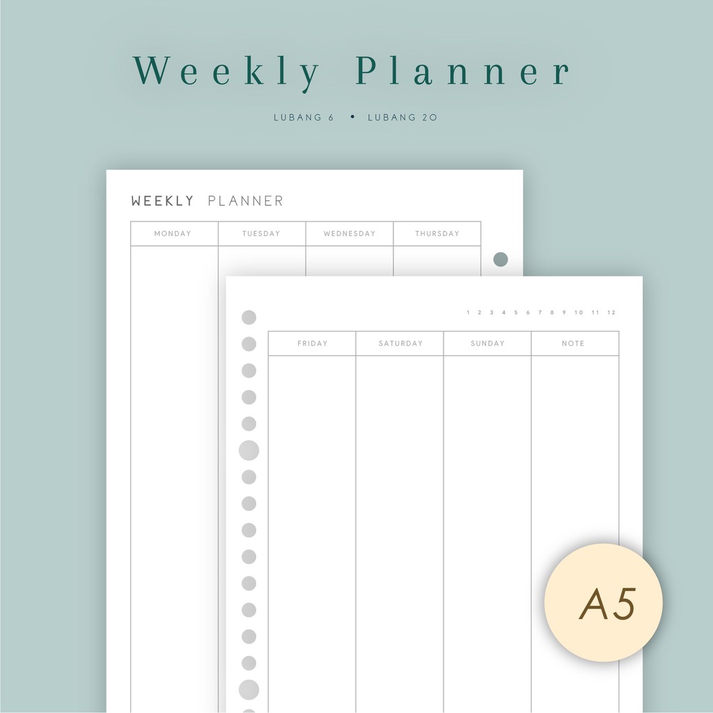 

A5 - Loose Leaf Weekly Planner by Notokata - 8000