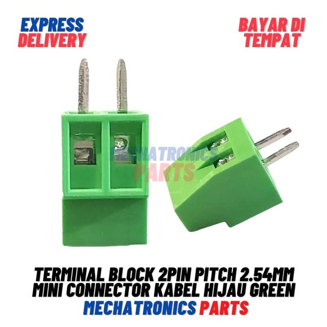 [5701] Terminal Block 2Pin Pitch 2.54mm Mini Connector Kabel PCB Screw Wire 2P Hijau Green